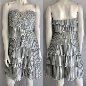 BCBGMaxAzria Gray Ruffled Mini Dress